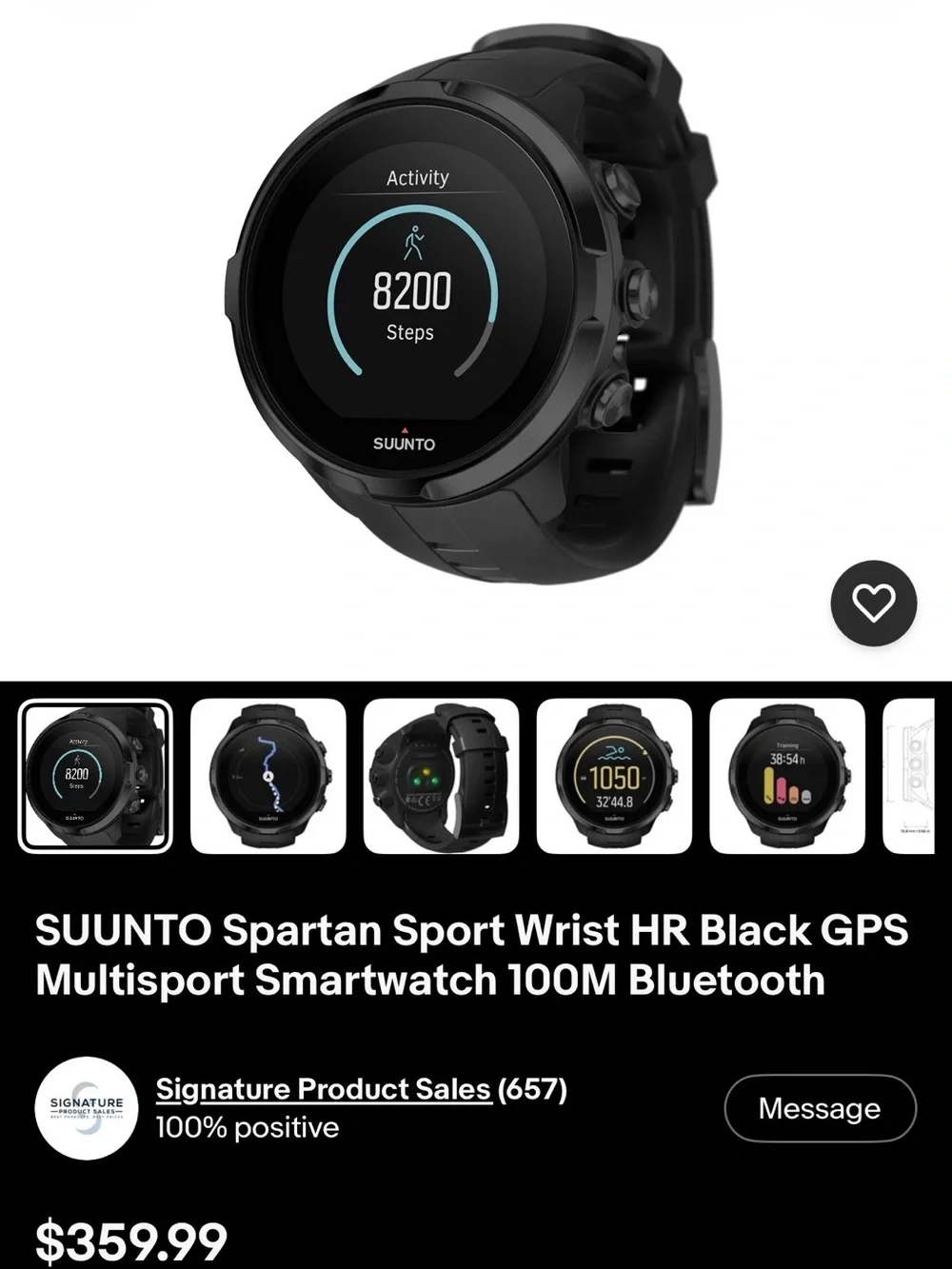 SUUNTO Spartan Sport Wrist HR, Black, 100M, Charger Included, Tested